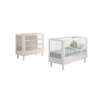 Jaxx 2-delige babykamer (Babybed L 60 x B 120 cm + Verzorgingstafel) Forrest Beuk Wit