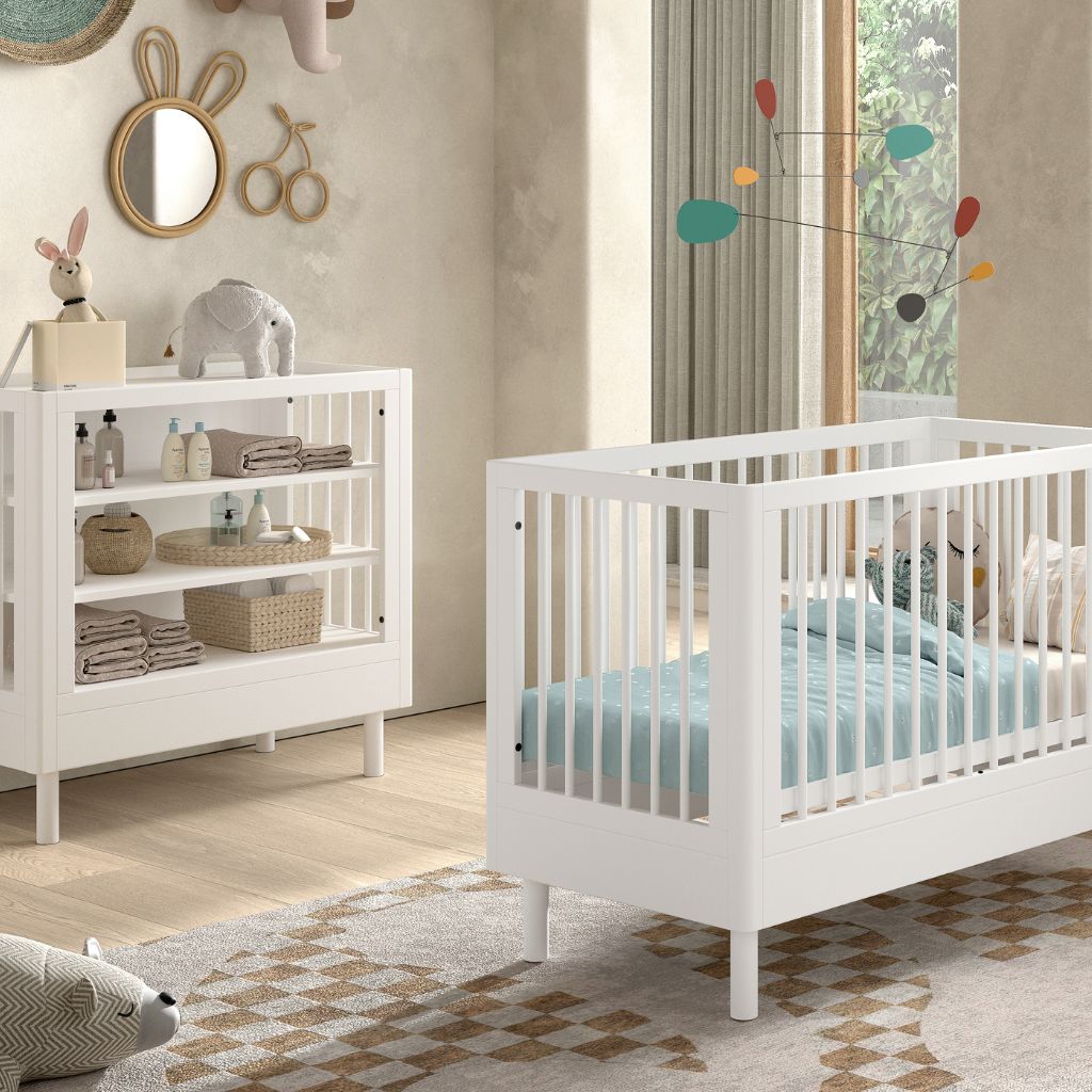 Jaxx 2-delige babykamer (Babybed L 60 x B 120 cm + Verzorgingstafel) Forrest Beuk Wit