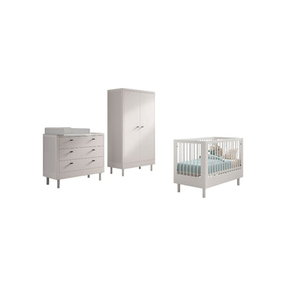 Jaxx 3-delige babykamer (Babybed L 60 x B 120 cm + Commode met verlengstuk + Kast met 2 deuren) Forrest Beuk Wit