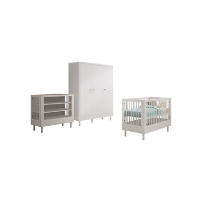 Jaxx 3-delige babykamer (Babybed L 60 x B 120 cm + Verzorgingstafel + Kast met 3 deuren) Forrest Beuk Wit