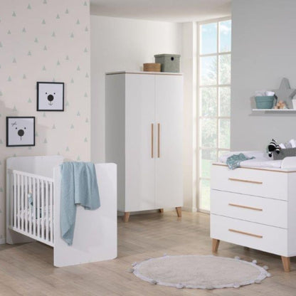 Transland Lit de Bébé / Lit d'enfant Vito Mira Lit évolutif Lg 60 x L 120 cm Chalk-White 