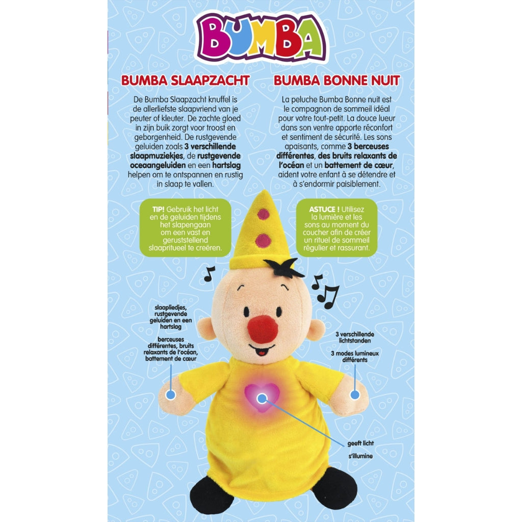 Studio 100 Bumba Peluche Bonne nuit  Musique et Son Jaune 40 cm