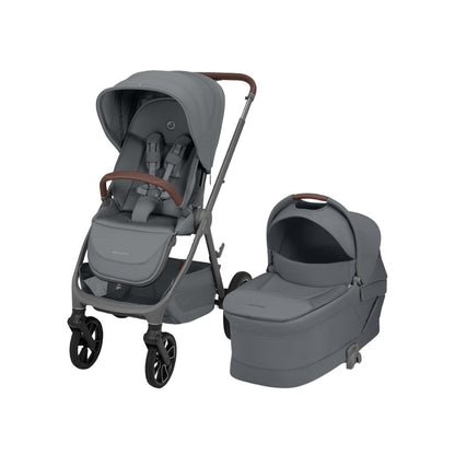 Maxi-Cosi 2-in-1 Kinderwagen Oxford+ Moon Graphite + Opvouwbare Draagmand Moon Graphite