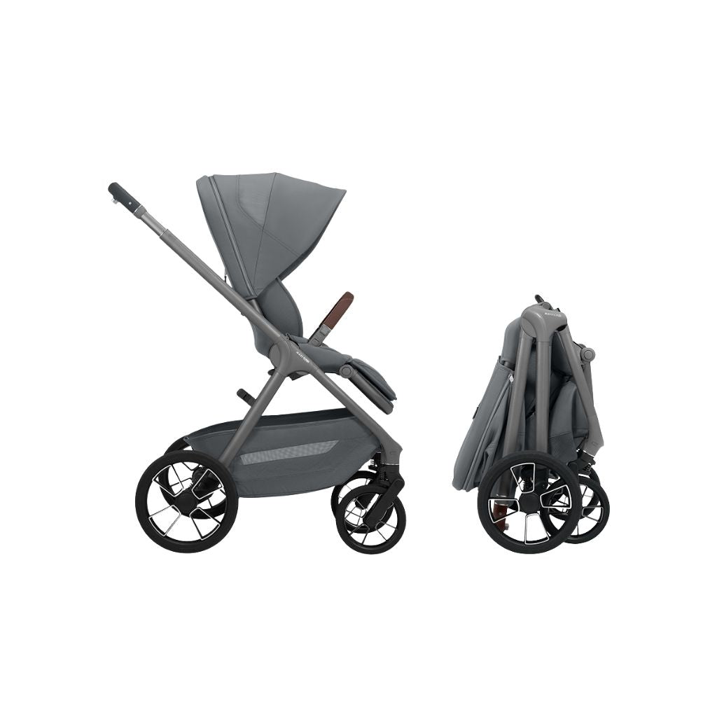 Maxi-Cosi 2-in-1 Kinderwagen Oxford+ Moon Graphite + Opvouwbare Draagmand Moon Graphite