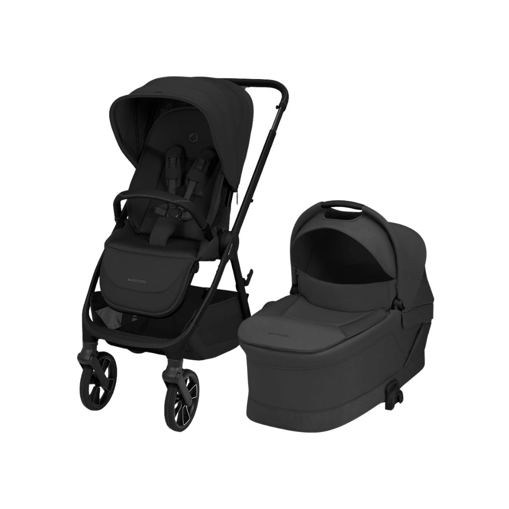 Maxi-Cosi 2-in-1 Kinderwagen Oxford+ Onyx Black + Opvouwbare Draagmand Onyx Black