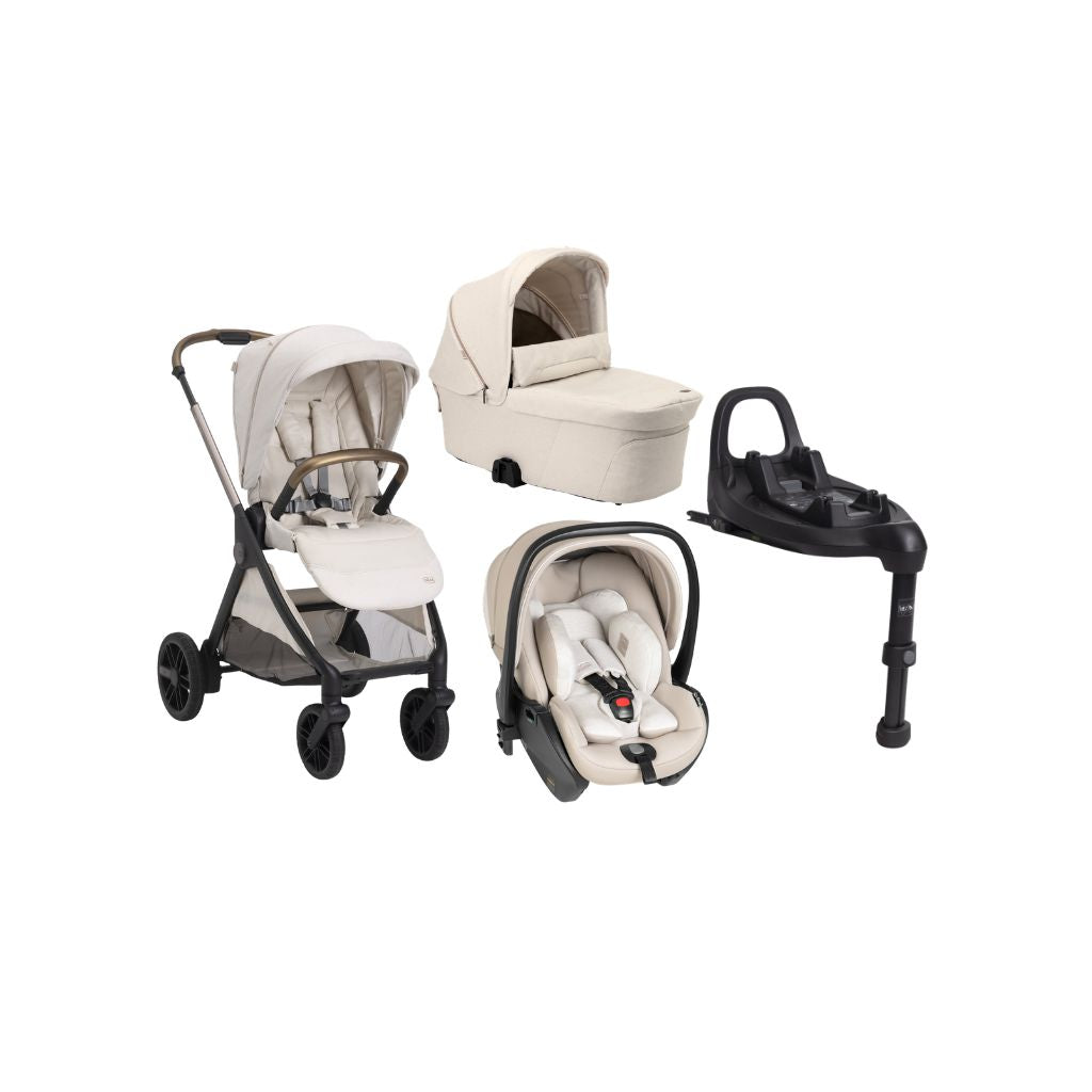 Chicco 3-in-1 Kinderwagen Trio Bellagio Amber Glow + Draagmand Flexi Amber Glow + Draagbare autostoel Groep 0+ First Seat Recline i-Size Amber Glow + Basis i-size 360°