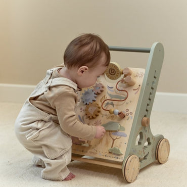 Little Dutch Houten Activiteitenloopwagen Safari Friends Groen