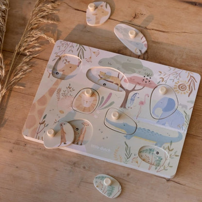 Little Dutch Geluidenpuzzel Safari Friends Multi
