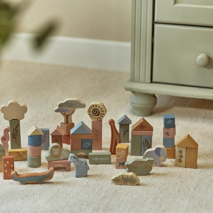 Little Dutch Houten Bouwblokken Safari Friends Groen