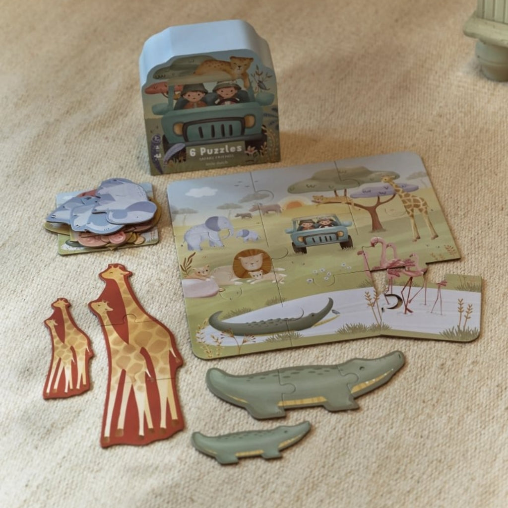 Little Dutch Houten Puzzels Safari Friends Multi