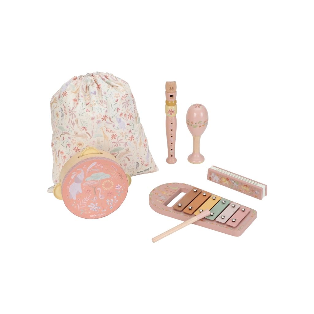 Little Dutch Houten Muziekset Safari Friends Roze