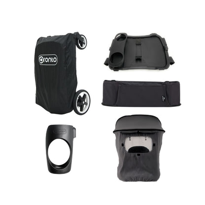 Pronto Stroller Bolderkar Space Grey + Bekerhouder + Opberghoes + Zonnescherm + Tray + Secret Storage Box
