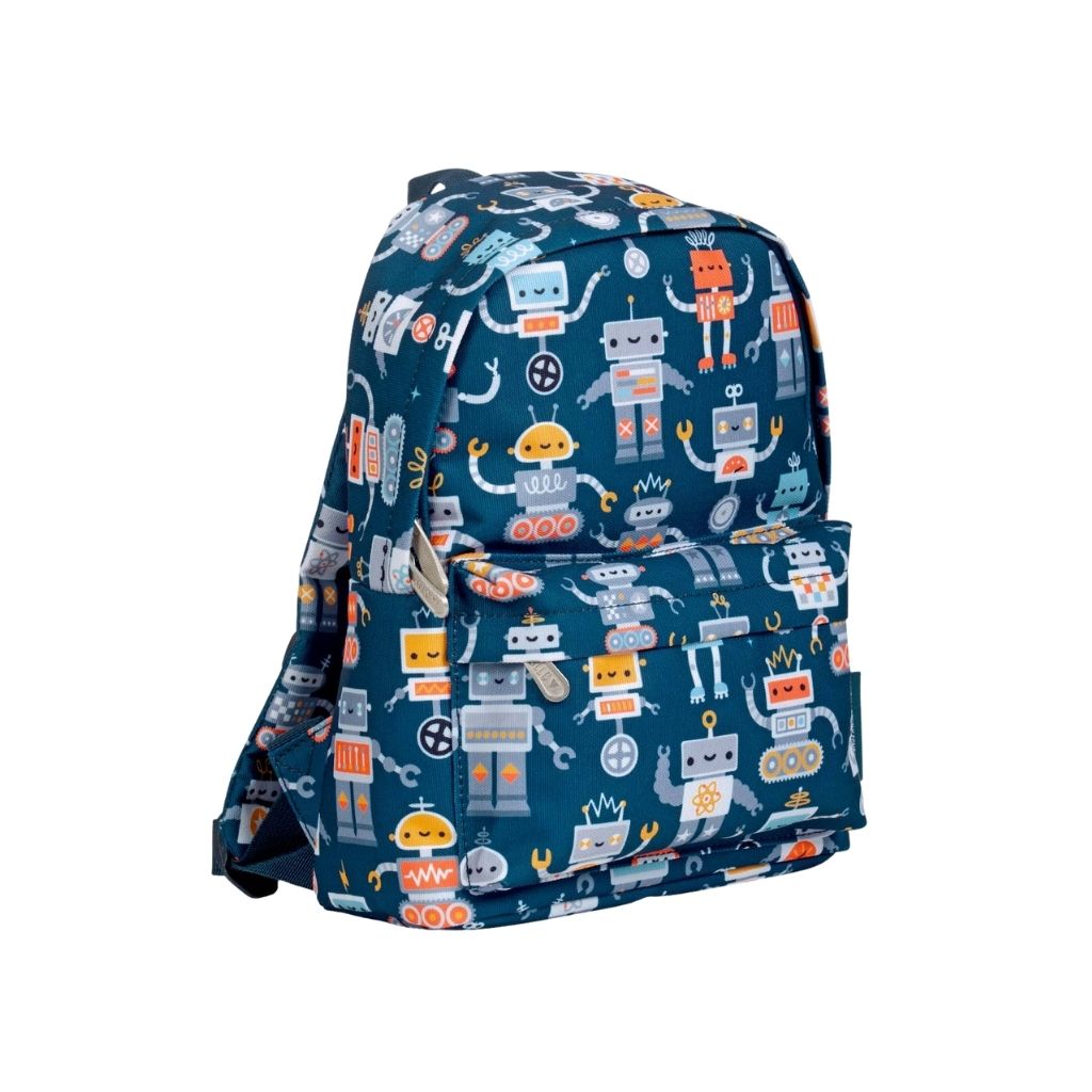 A Little Lovely Company Kleine Rugzak Robots Blauw