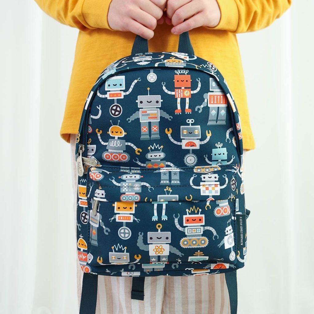 A Little Lovely Company Kleine Rugzak Robots Blauw