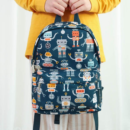 A Little Lovely Company Kleine Rugzak Robots Blauw