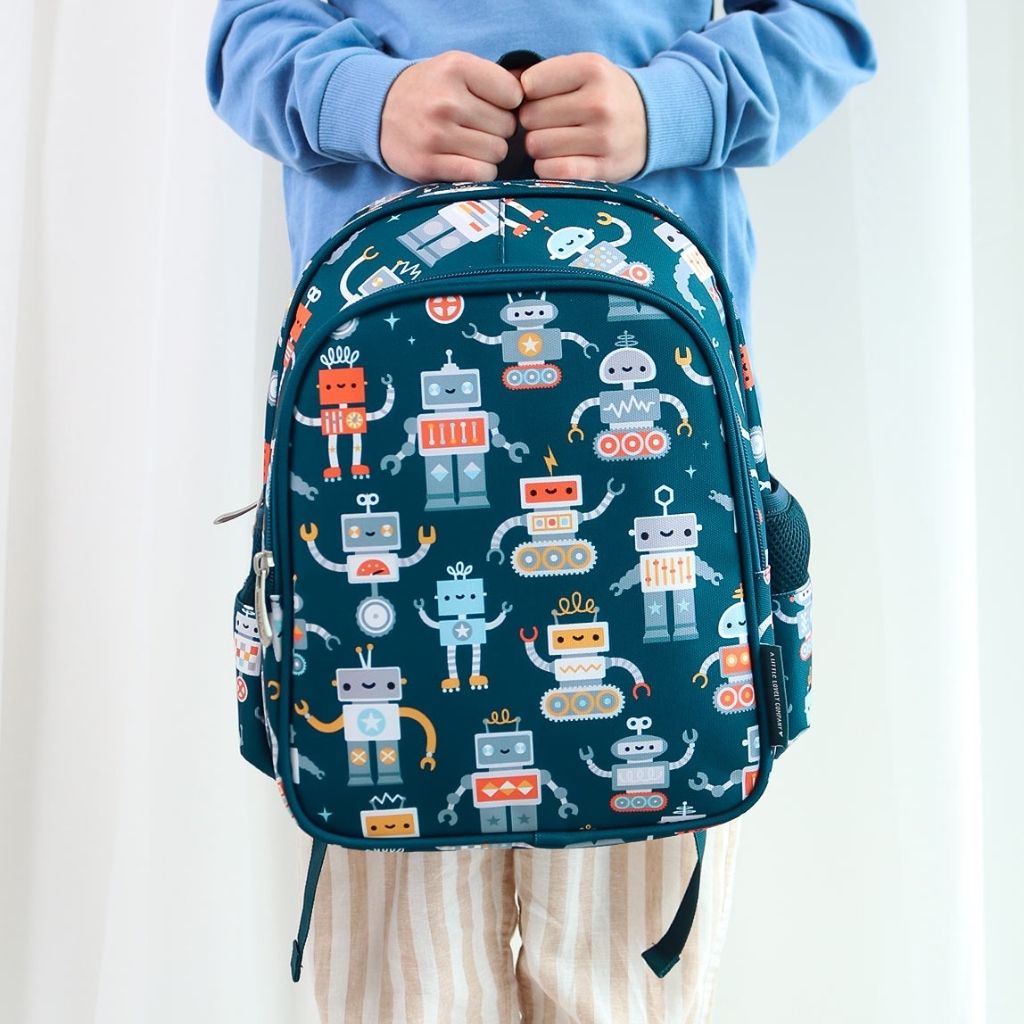 A Little Lovely Company Rugzak Robots Blauw