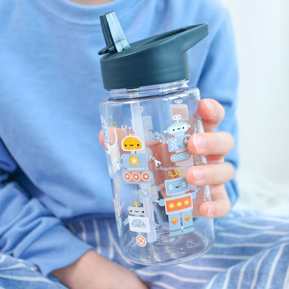 A Little Lovely Company Drinkfles Robots Blauw 450 ml