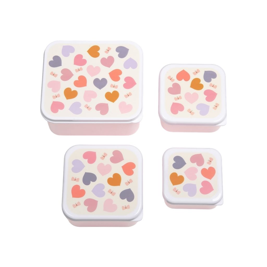 A Little Lovely Company Lunch & Snack Box Set Hearts – 4 Stuks