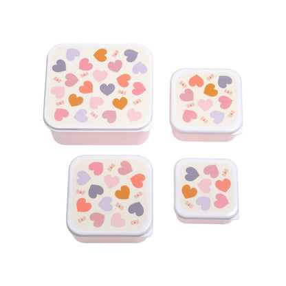 A Little Lovely Company Lunch & Snack Box Set Hearts – 4 Stuks