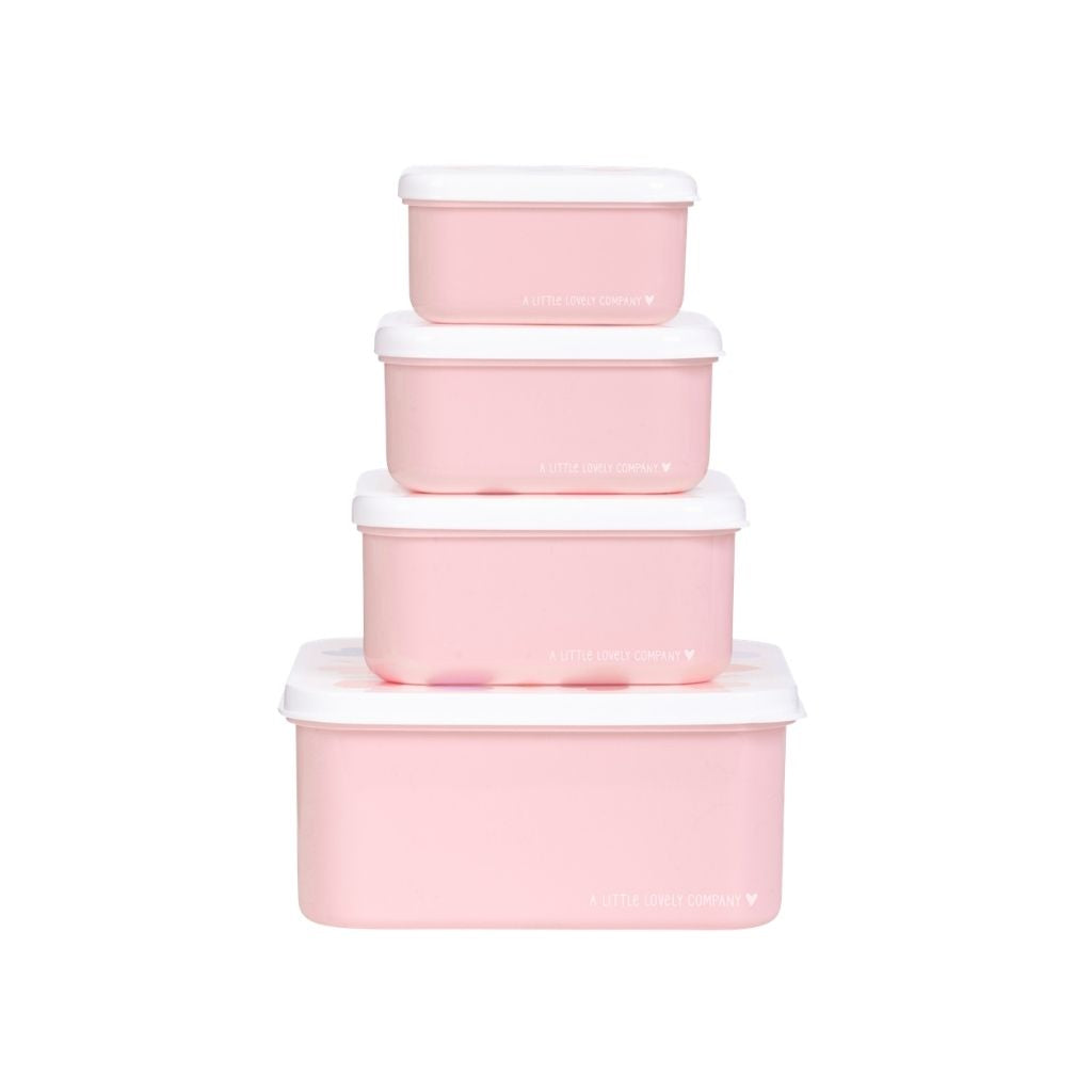 A Little Lovely Company Lunch & Snack Box Set Hearts – 4 Stuks