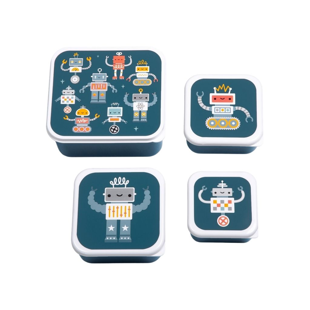 A Little Lovely Company Lunch & Snack Box Robots – 4 Stuks