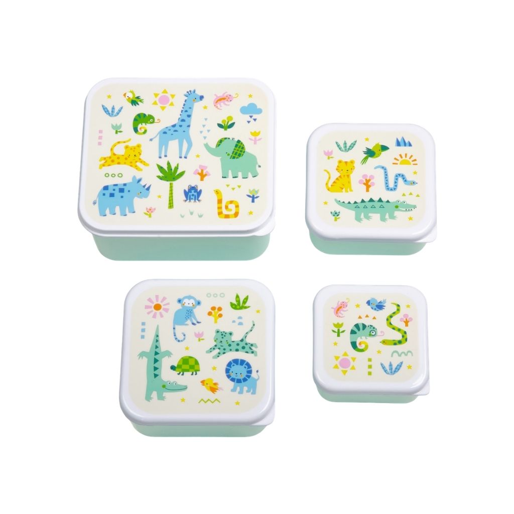 A Little Lovely Company Lunch & Snack Box Set Jungle – 4 stuks