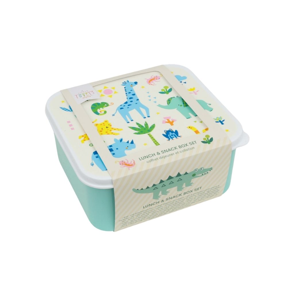 A Little Lovely Company Lunch & Snack Box Set Jungle – 4 stuks