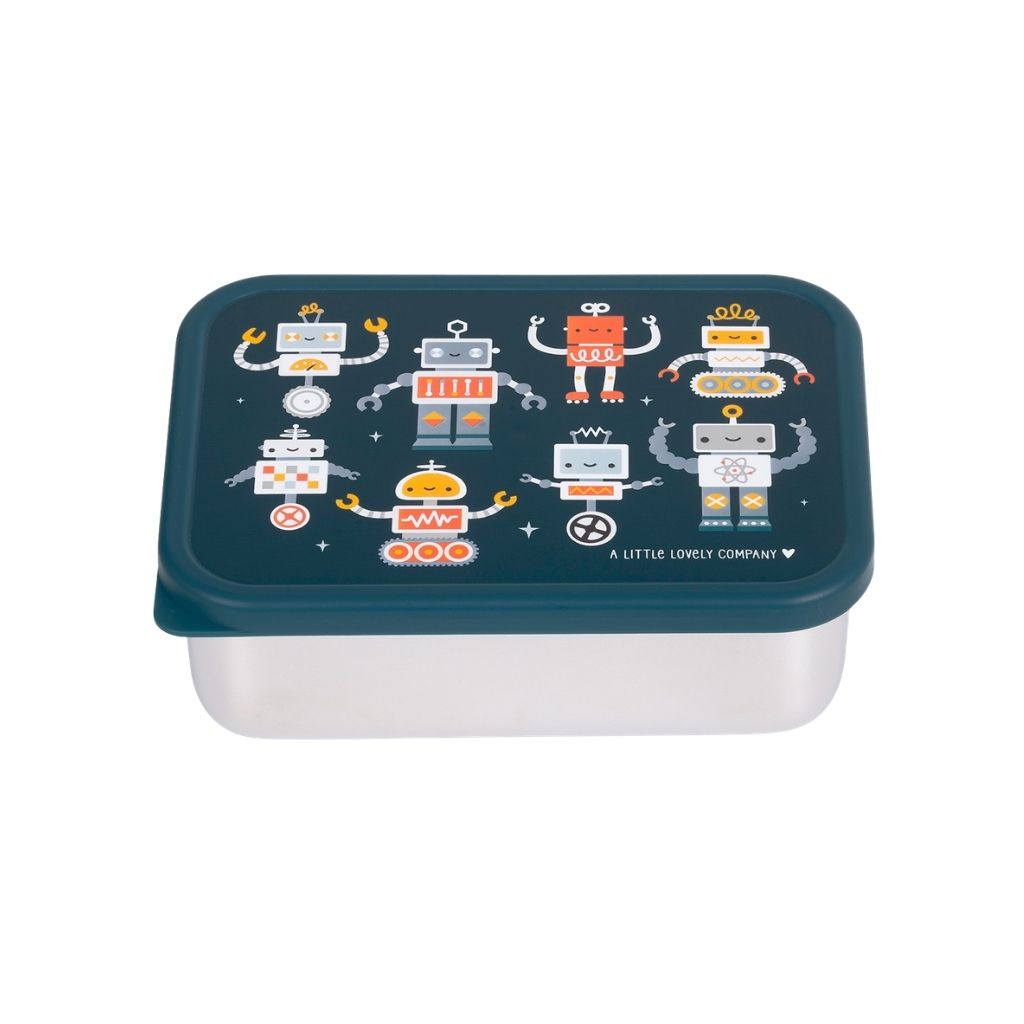 A Little Lovely Company Lunch Box Robots Blauw