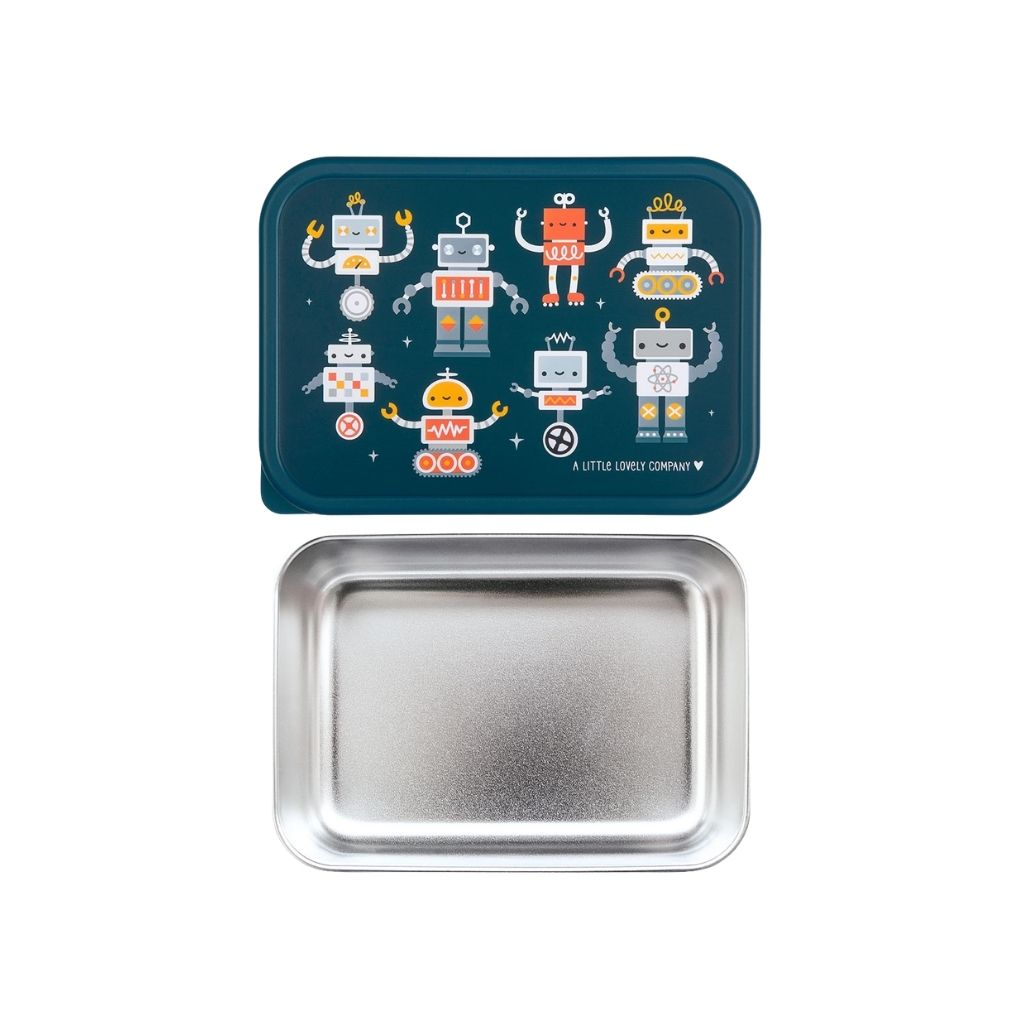 A Little Lovely Company Lunch Box Robots Blauw