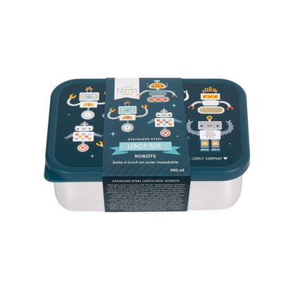 A Little Lovely Company Lunch Box Robots Blauw