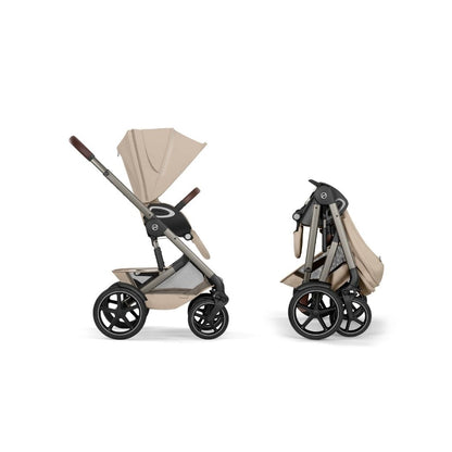 Cybex 2 en 1 Poussette Talos S Lux Almond Beige + Nacelle Pliante Almond Beige (Châssis Taupe)