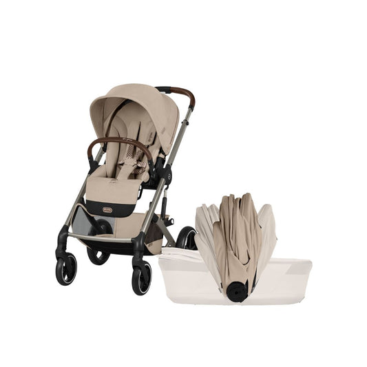 Cybex 2-in-1 Kinderwagen Balios S Lux Almond Beige + Opvouwbare Draagmand Almond Beige (Onderstel Taupe)