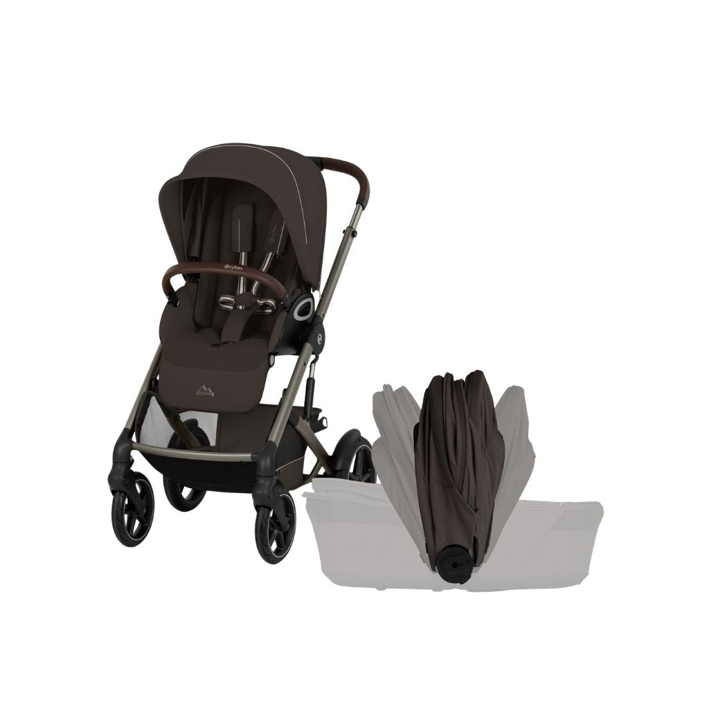 Cybex 2 en 1 Poussette Talos S Lux Chocolate Brown + Nacelle Pliante Chocolate Brown (Châssis Taupe)