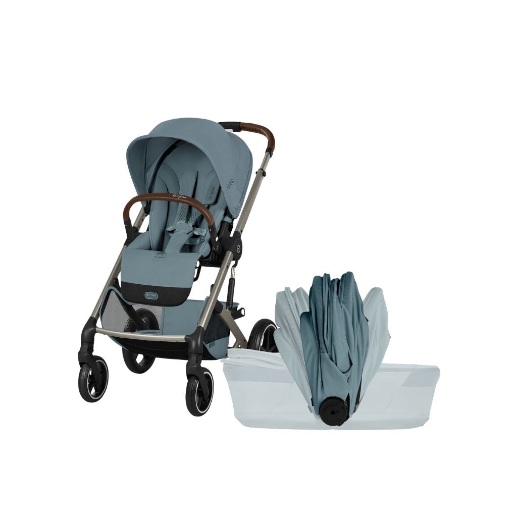 Cybex Kinderwagen Balios S Lux + Opvouwbare Draagmand Stormy Blue
