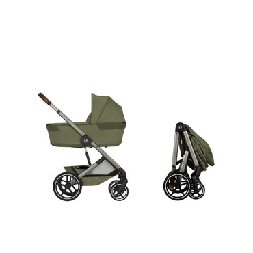 Cybex 2-in-1 Kinderwagen Balios S Lux Moss Green + Opvouwbare Draagmand Moss Green (Onderstel Taupe)
