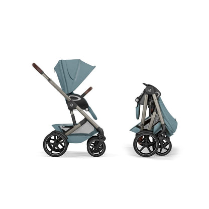 Cybex 2 en 1 Poussette Talos S Lux Stormy Blue + Nacelle Pliante Stormy Blue (Châssis Taupe)