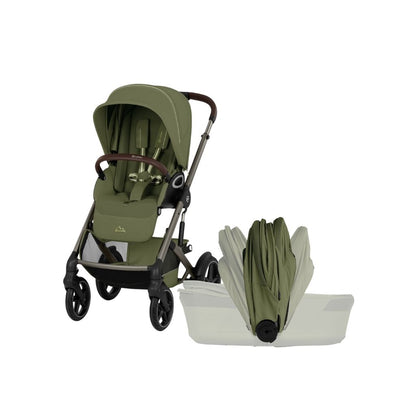 Cybex 2 en 1 Poussette Talos S Lux Moss Green + Nacelle Pliante Moss Green (Châssis Taupe) 