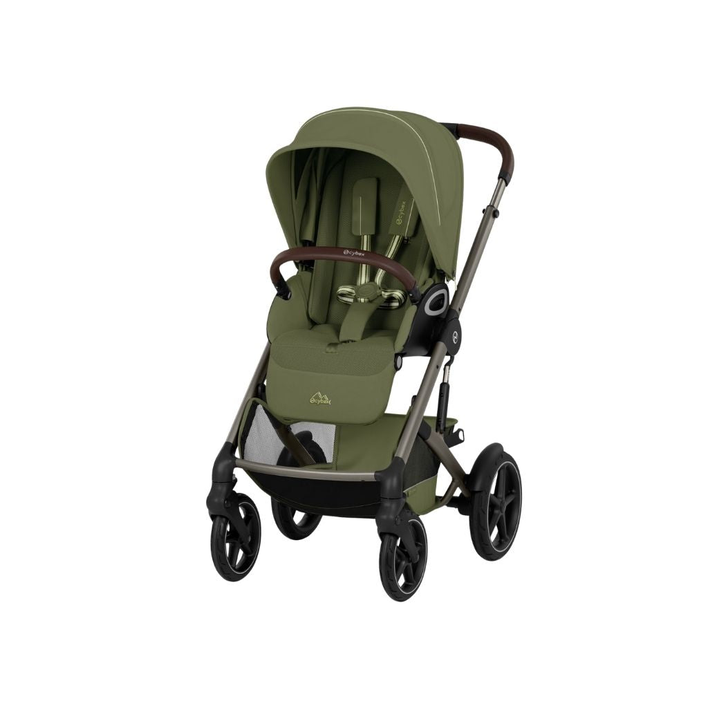 Cybex 2 en 1 Poussette Talos S Lux Moss Green + Nacelle Pliante Moss Green (Châssis Taupe) 