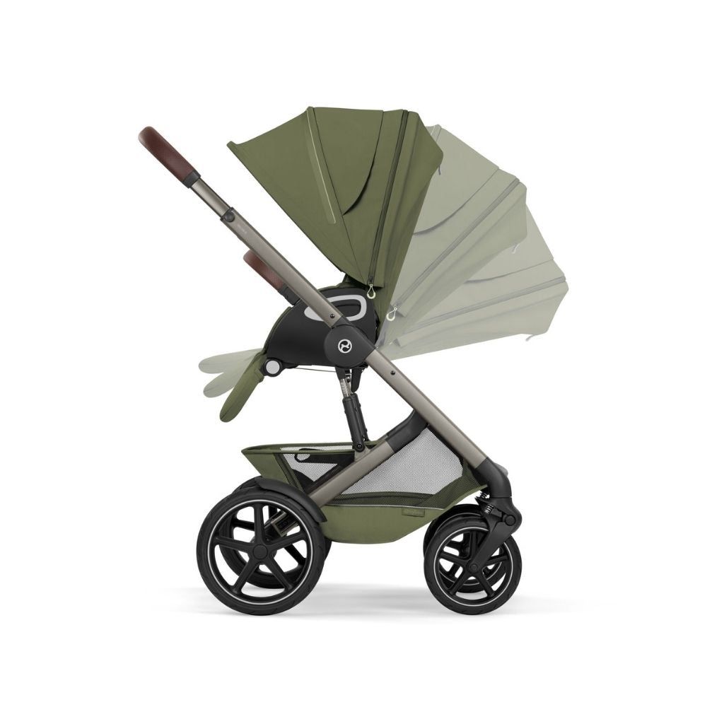 Cybex 2 en 1 Poussette Talos S Lux Moss Green + Nacelle Pliante Moss Green (Châssis Taupe) 
