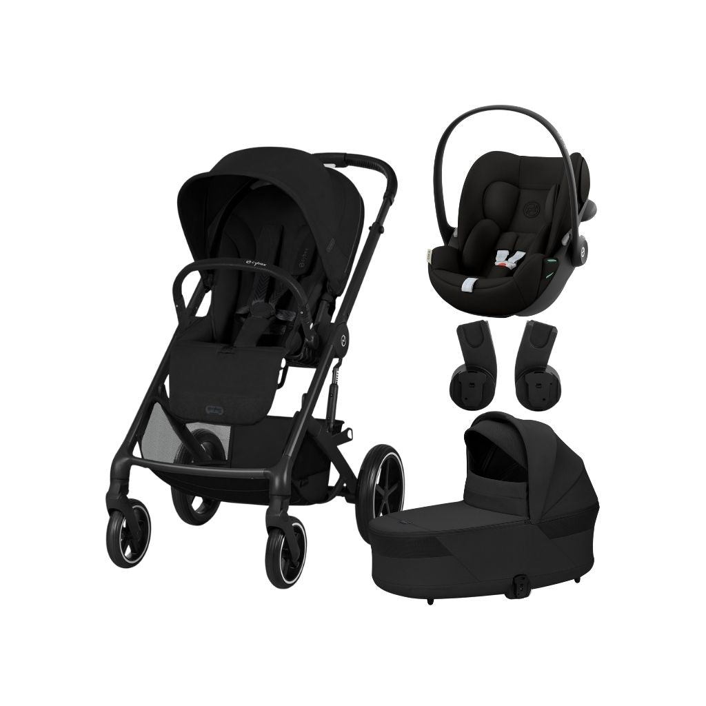 Cybex 3-en-1 Poussette Balios S Lux Moon Black + Nacelle Moon Black + Siège Auto Portable Groupe 0+ Cloud G3 Black 