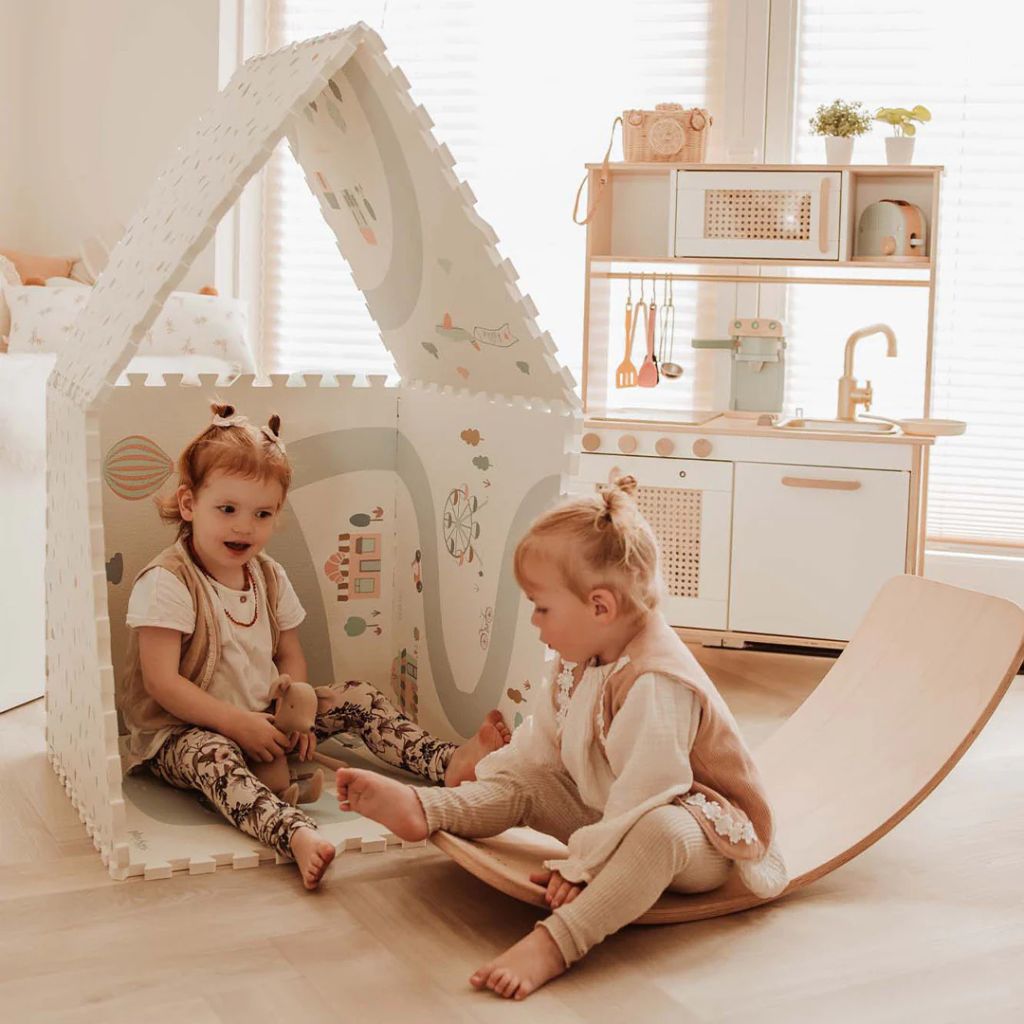 Play&Go Puzzelmat Village Blauw / Wit – 6 Stuks