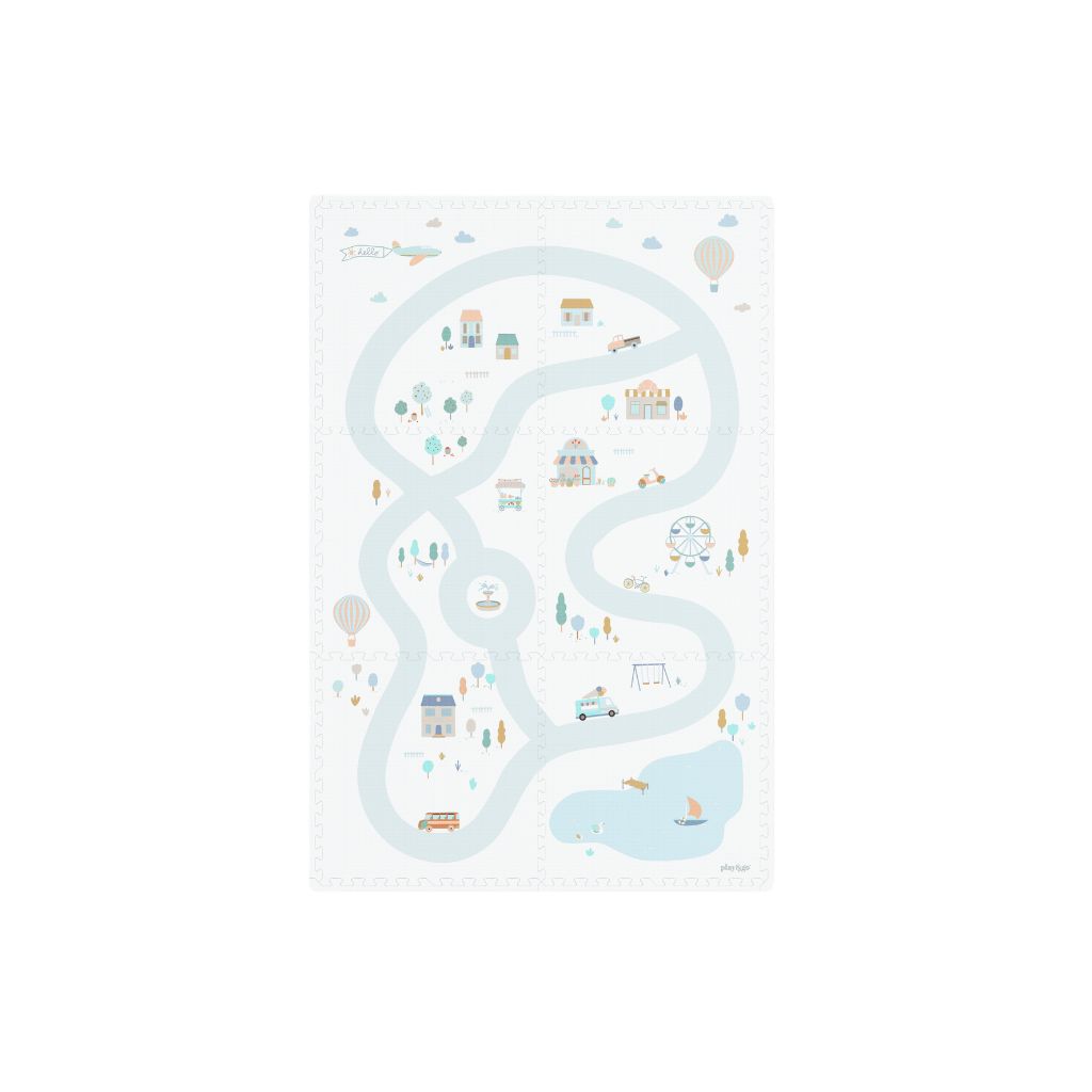 Play&Go Puzzelmat Village Blauw / Wit – 6 Stuks