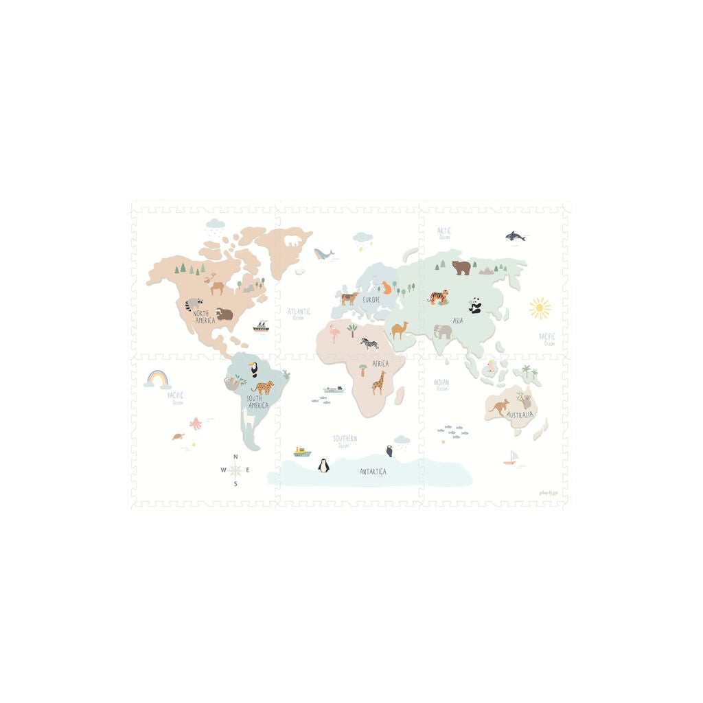 Play&Go Puzzelmat Worldmap Multi – 6 Stuks
