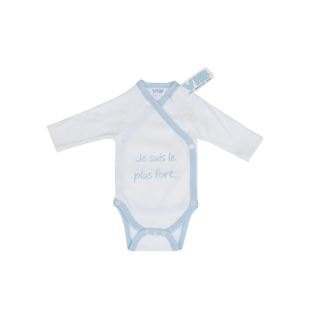 VIB Body "Je Suis Le Plus Fort" Wit / Licht Blauw Jongens 0-3 m