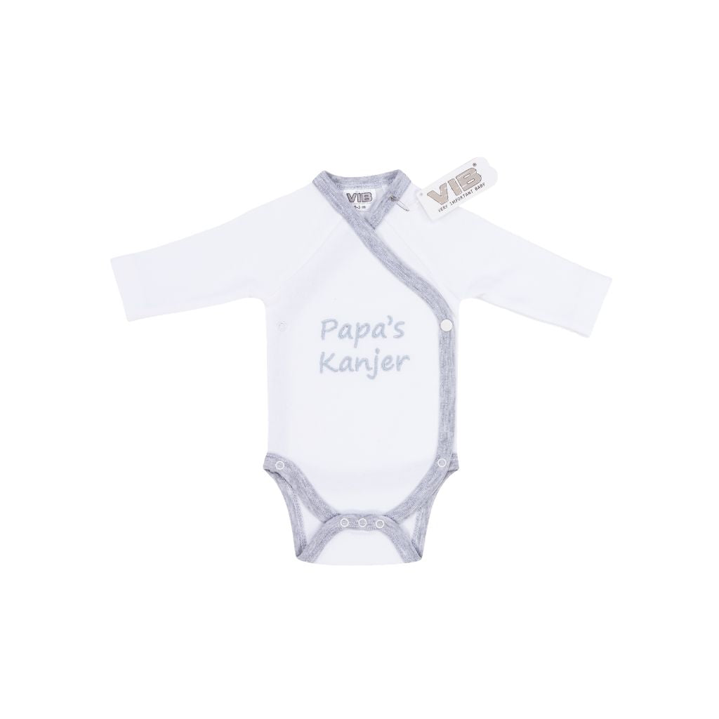 VIB Body "Papa's Kanjer" Wit / Grijs Uniseks 0-3 m