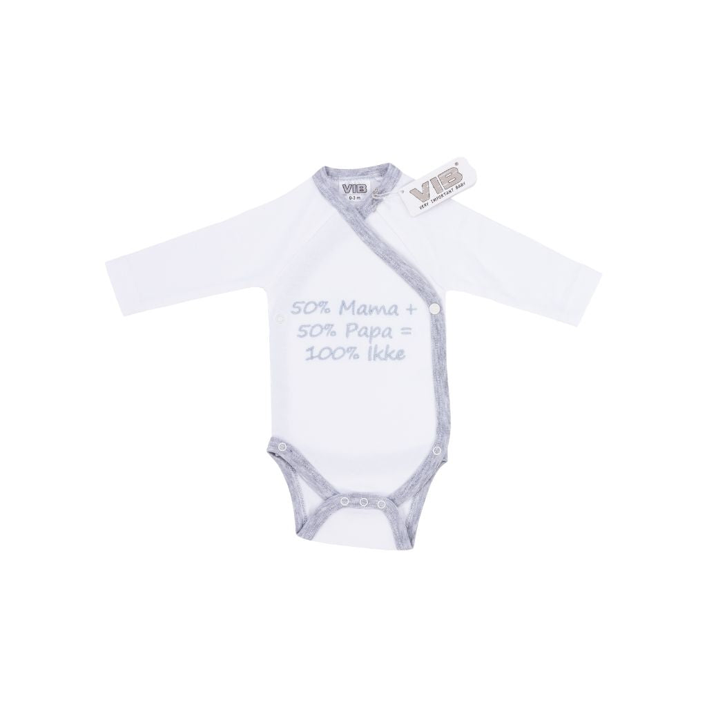 VIB Body "50% Mama + 50% Papa = 100% Ikke" Wit / Grijs Uniseks 0-3 m