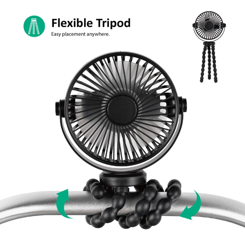 Titaniumbaby Oplaadbare Ventilator Wandelwagen Flexibel Black Universeel