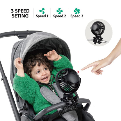 Titaniumbaby Oplaadbare Ventilator Wandelwagen Flexibel Black Universeel