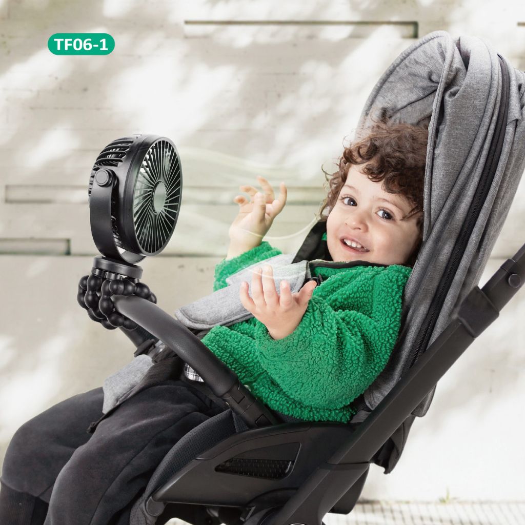 Titaniumbaby Oplaadbare Ventilator Wandelwagen Flexibel Black Universeel