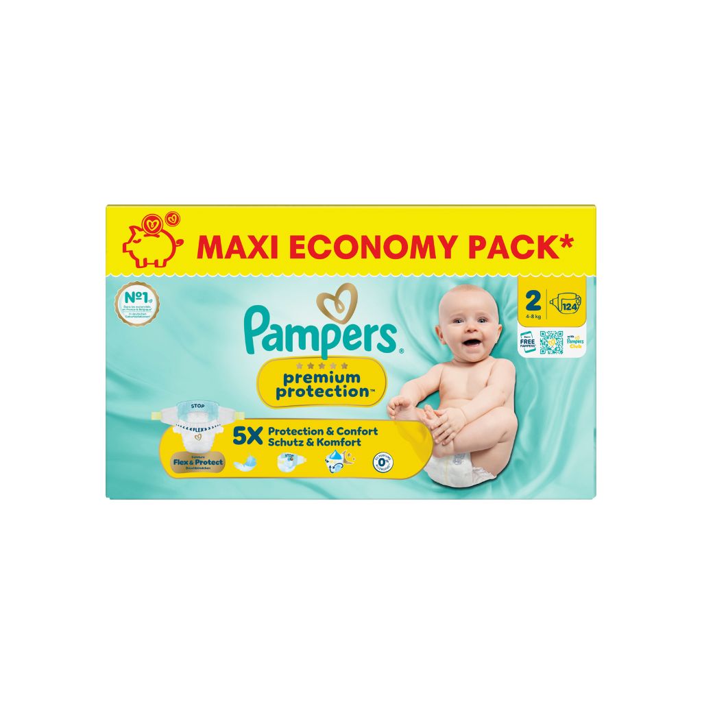 Pampers Couches Premium Protection Maxi Taille 2 - 124 Pièces
 
